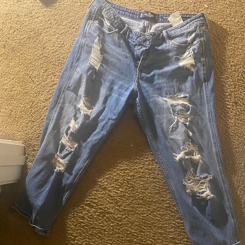 Pair of Hollister jeans mid rise crop boyfriend jeans